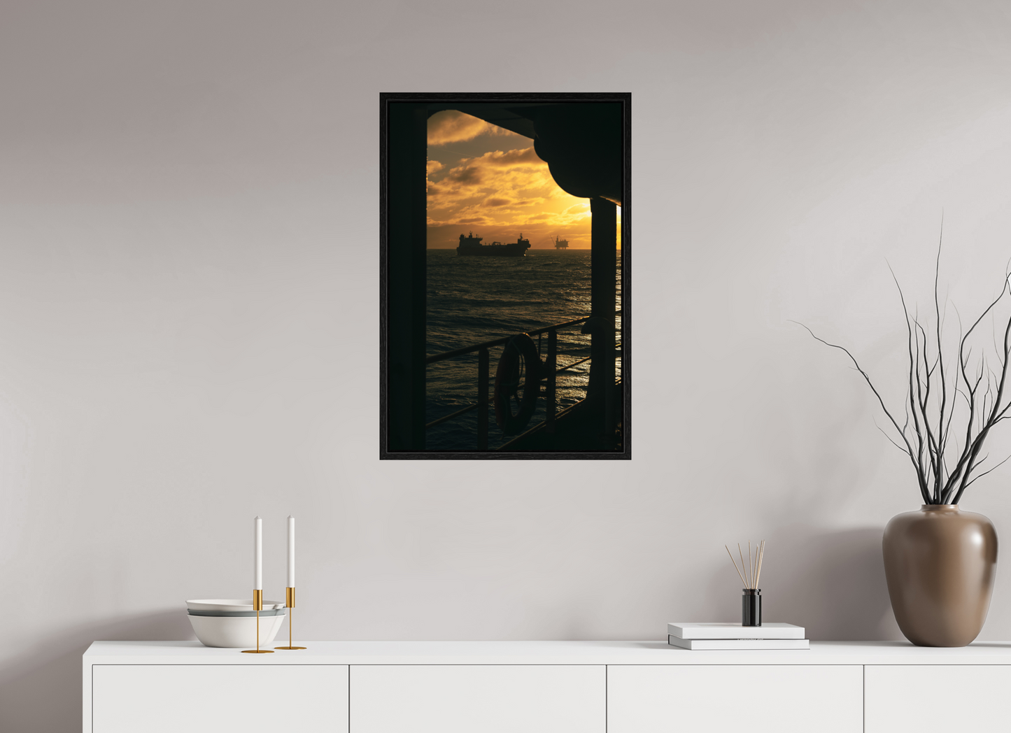 50 x 75 cm, Framed Gallery Print Golden Transit